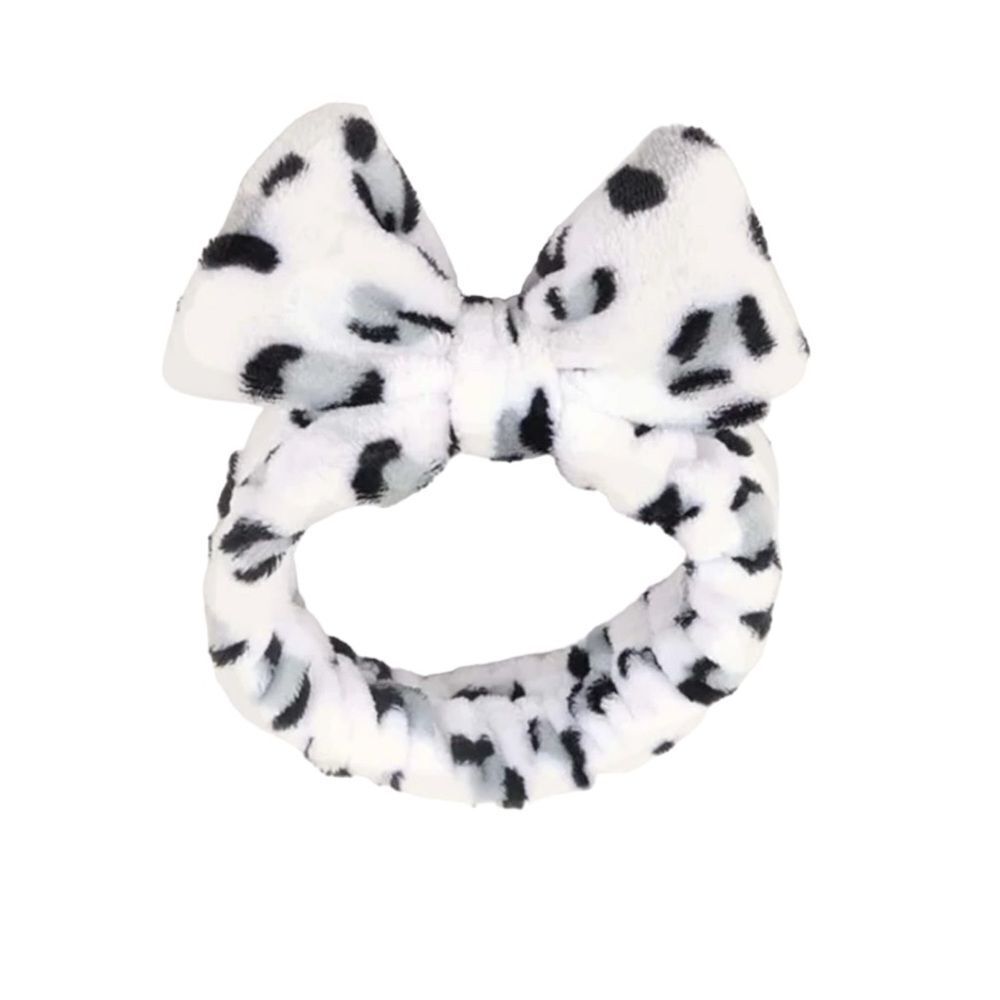 Leopard Print Soft Fleece Hair Band with Bowknot Women’s Size OSFM